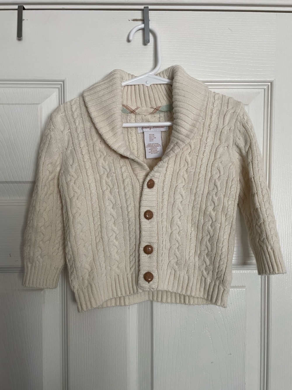 Tommy Bahama Cream Cable Knit Shawl Collar Sweater 9-12 Months Kids Unisex